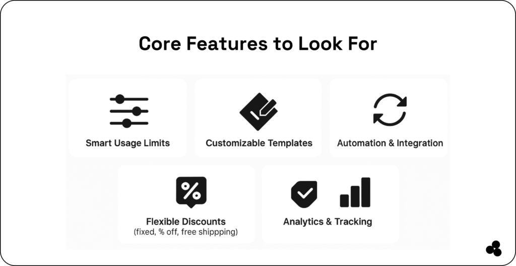 core features to look for in promo code generator tools